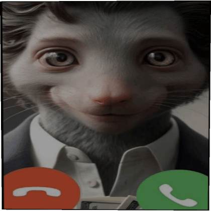 A well dressed mouse is calling you, you can pick up or decline the call